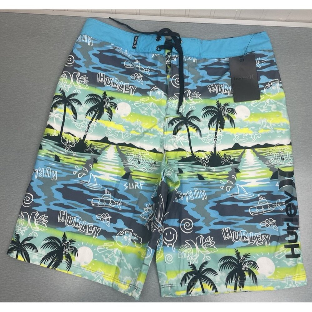 HURLEY BOY'S DOODLE PARADISE BOARDSHORTS SIZE 20/30 INSEAM 9" - Picture 2 of 12